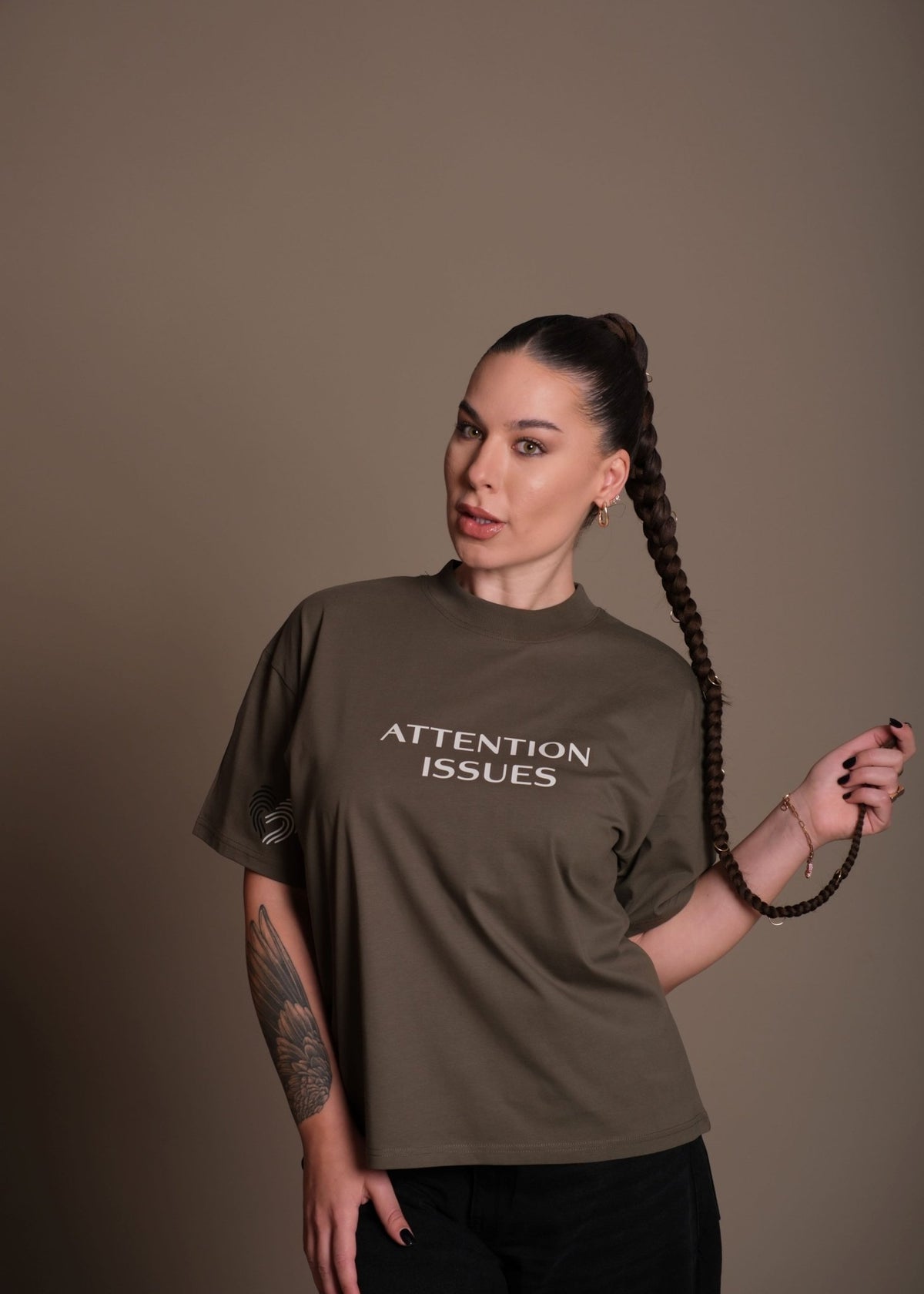 Бяла женска oversize тениска  ATTENTION ISSUES от 100% органичен памук