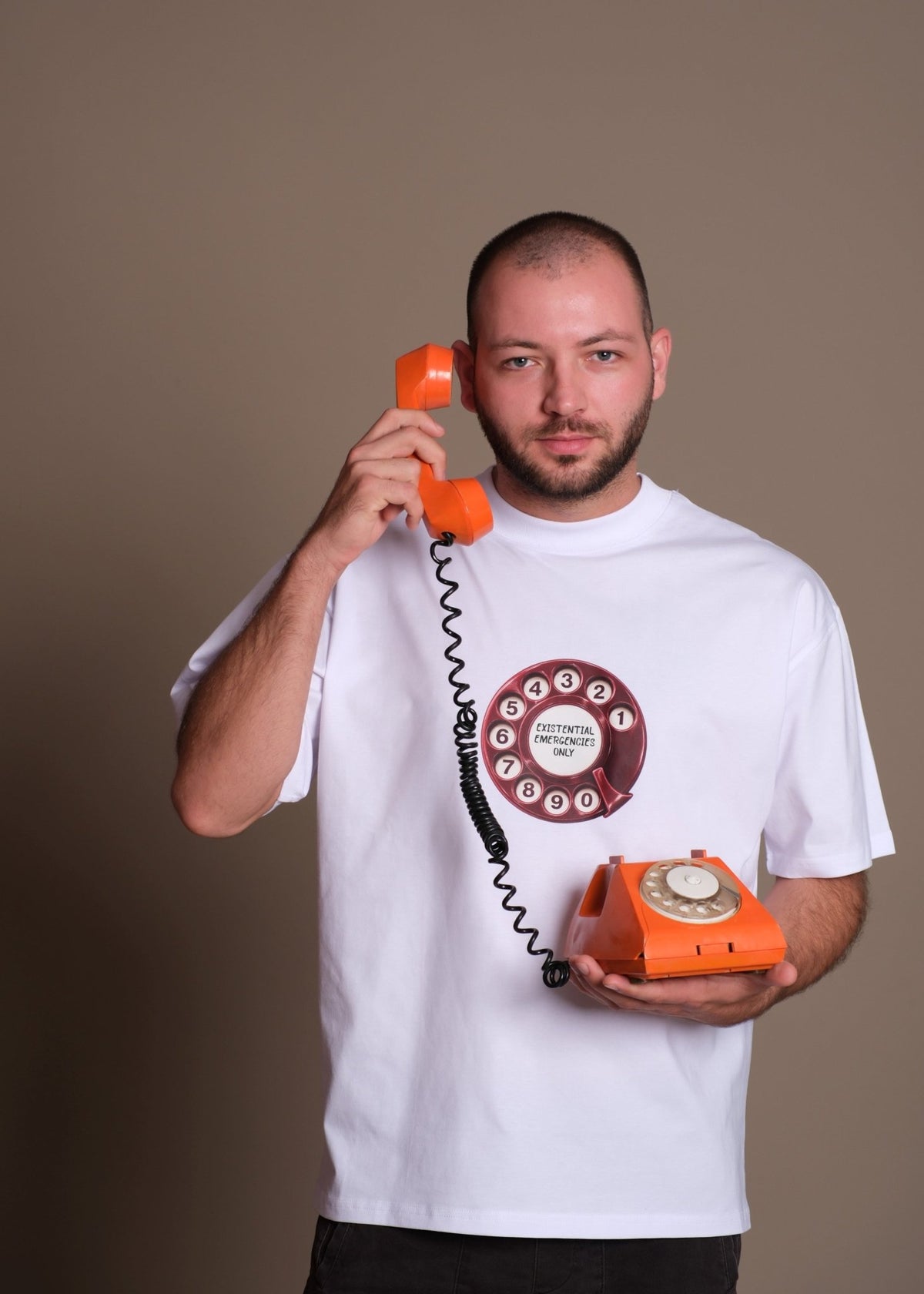 Бяла мъжка oversize тениска CALL от 100% органичен памук