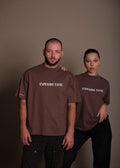 Кафяви  женска и мъжка oversize тениски  EXPENSIVE ТASTE от 100% органичен памук
