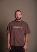 Кафява мъжка oversize тениска  EXPENSIVE ТASTE от 100% органичен памук