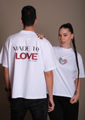Бяла универсална oversize тениска MADE TO LOVE от 100% органичен памук